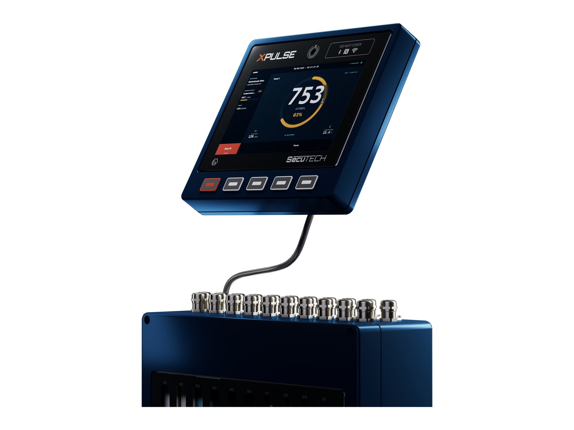 Core-Unit: 10,1-Zoll-Display, fünf RGB-beleuchtete Tasten, Verbindung zur XPANSION-Unit